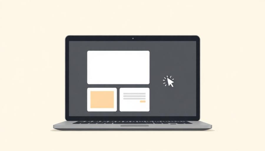 Notebook exibindo um site simples ao lado de uma busca